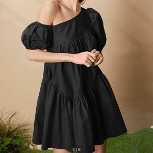 Short sleeve off the shoulder black dress